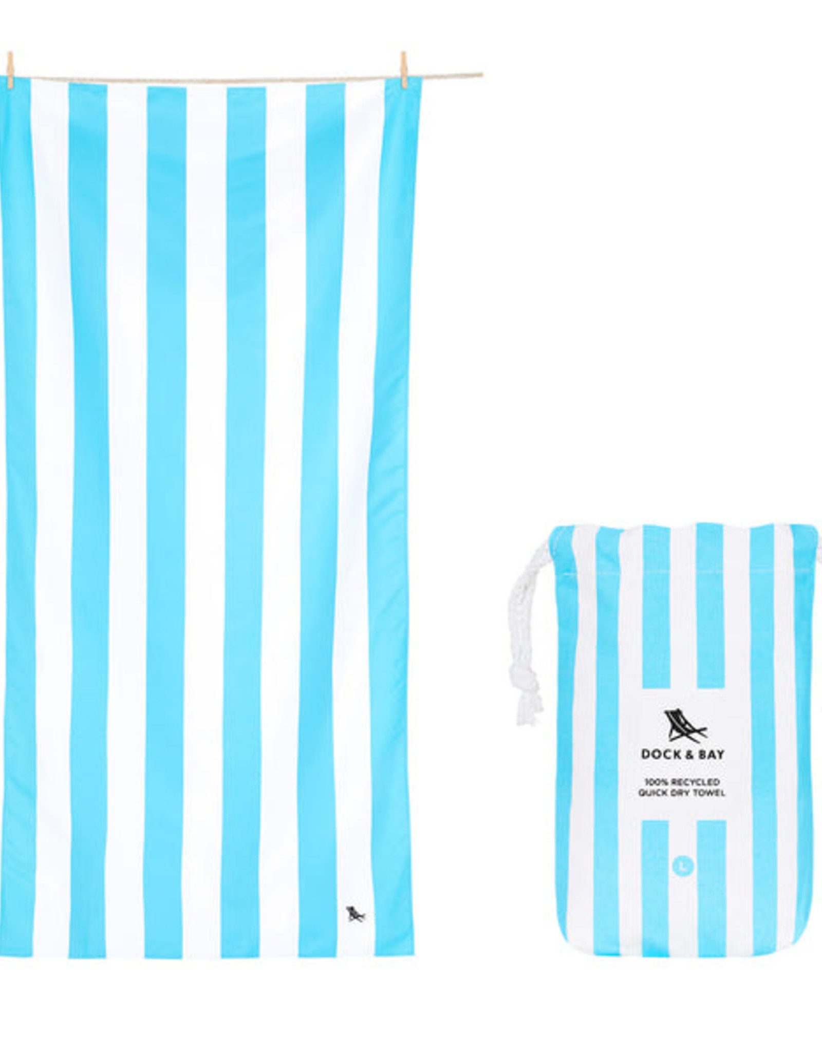 Dock & Bay Tulum Blue Cabana Striped Quick Dry Towel L (63x35")
