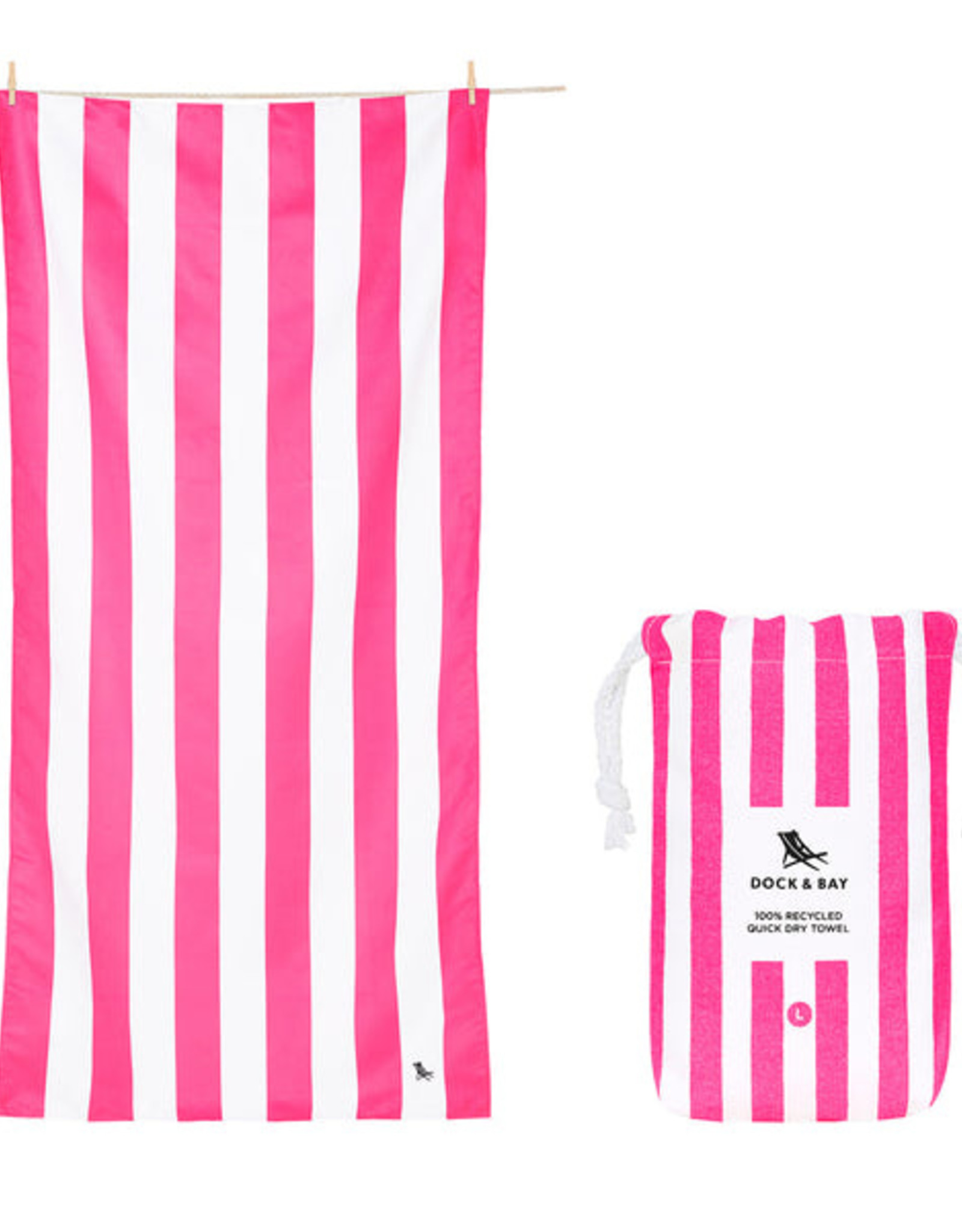 Dock & Bay Phi Pink Cabana Striped Quick Dry Towel L (63x35)