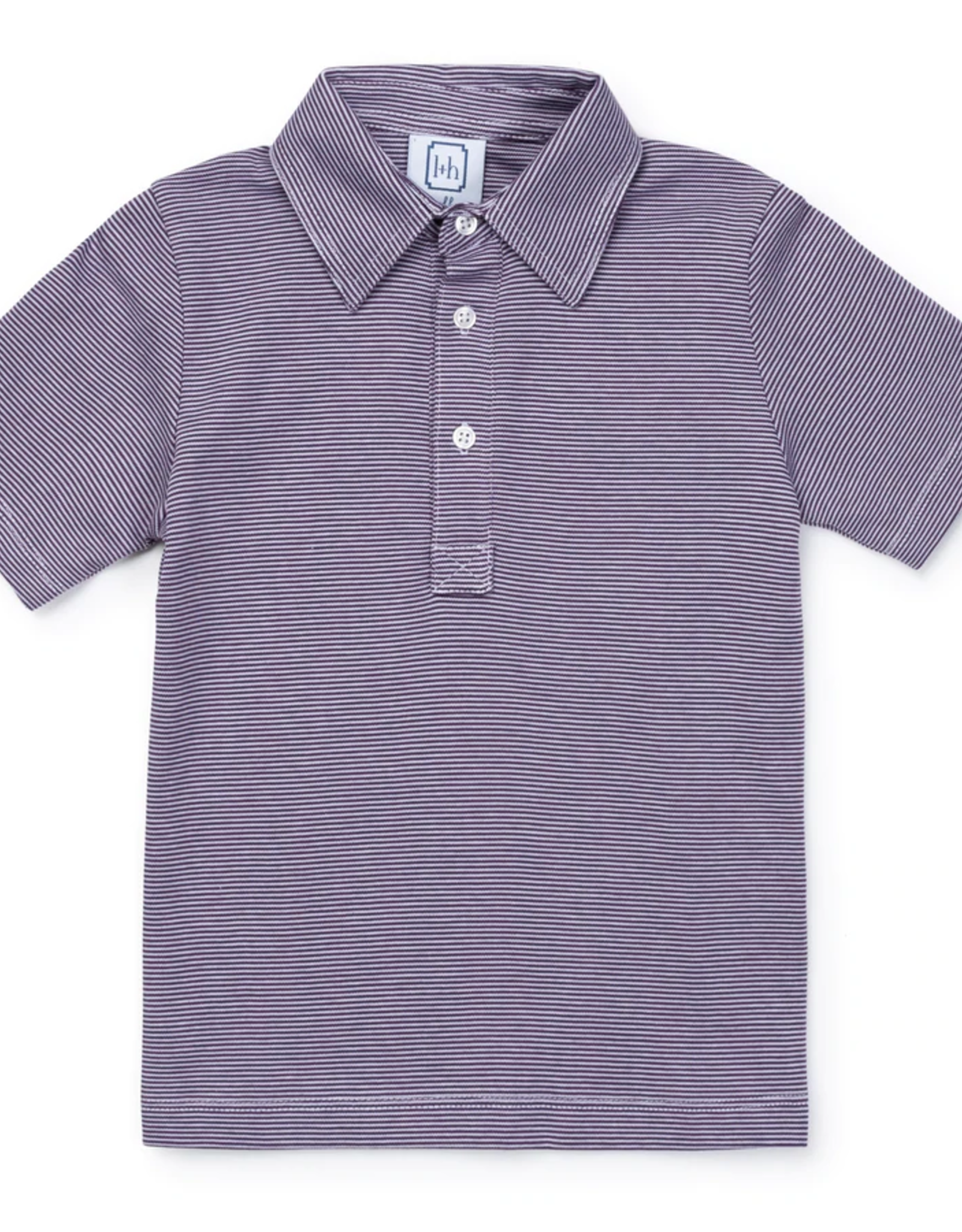 Lila and Hayes Griffin Polo Shirt Purple and White Stripe