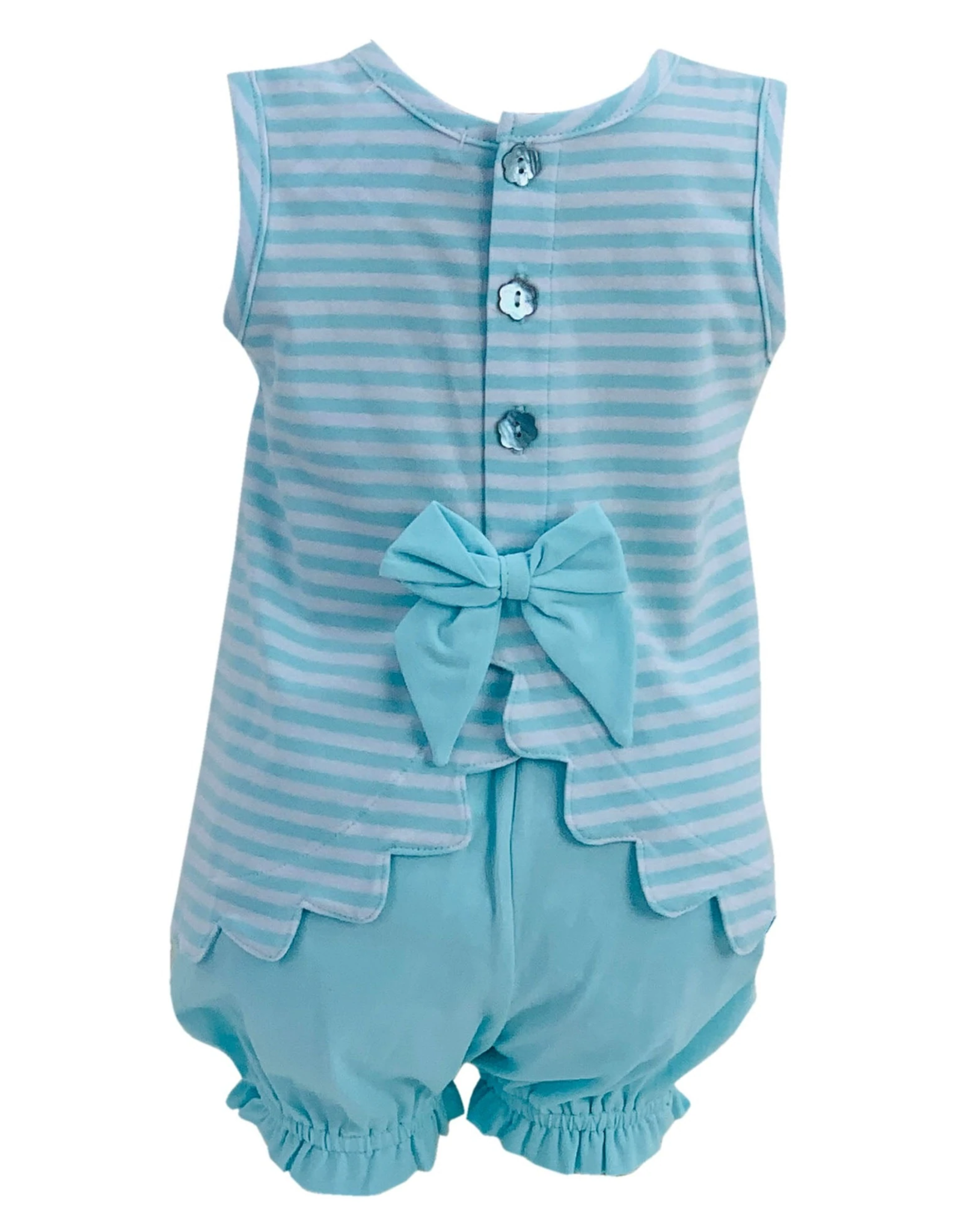 Daisy Mint Striped Applique Bloomers Set