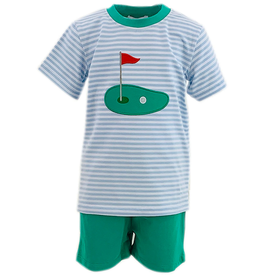 Golf Blue Striped Shorts Set