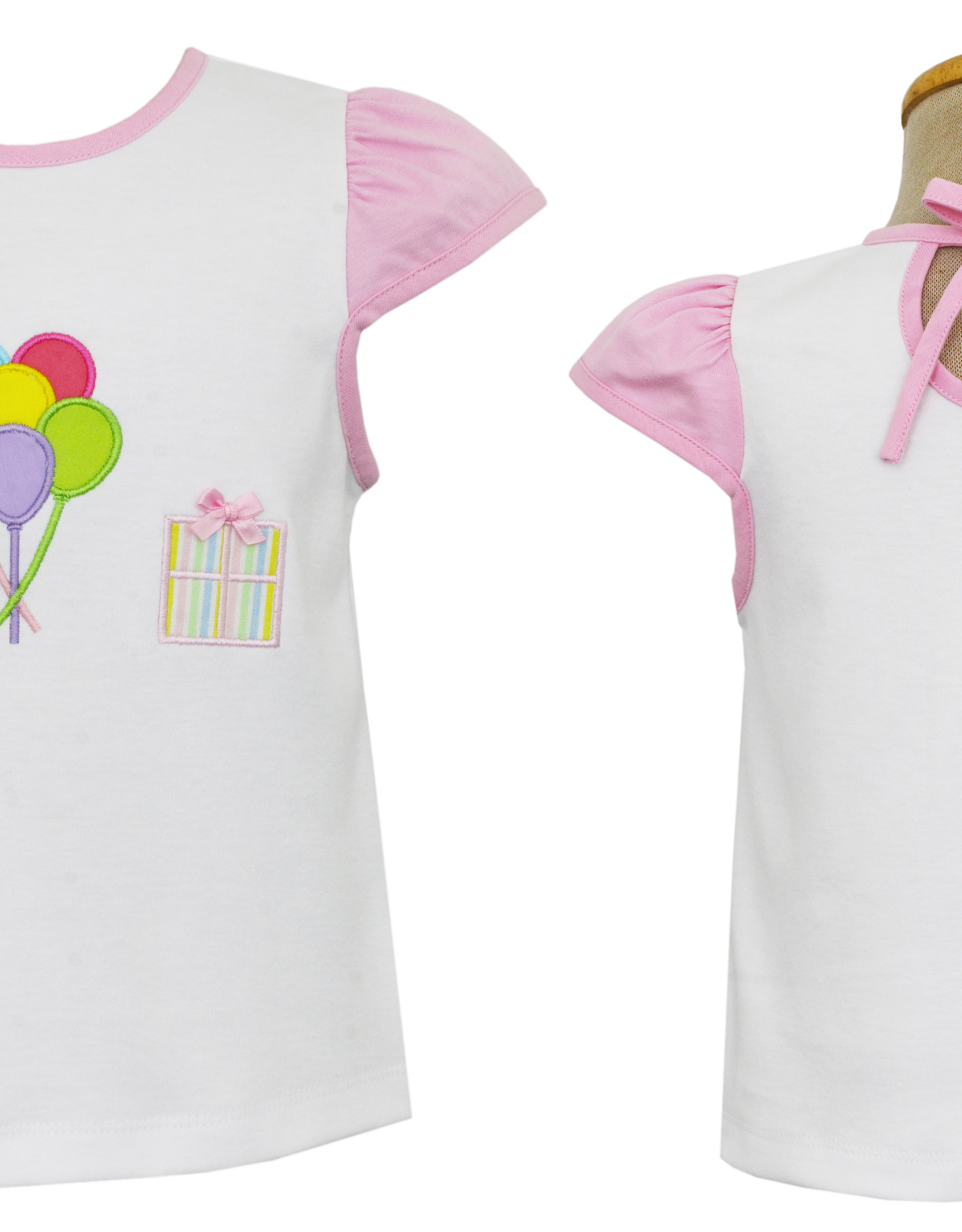 Claire and Charlie Knit Birthday Tee with Pink Sleeve