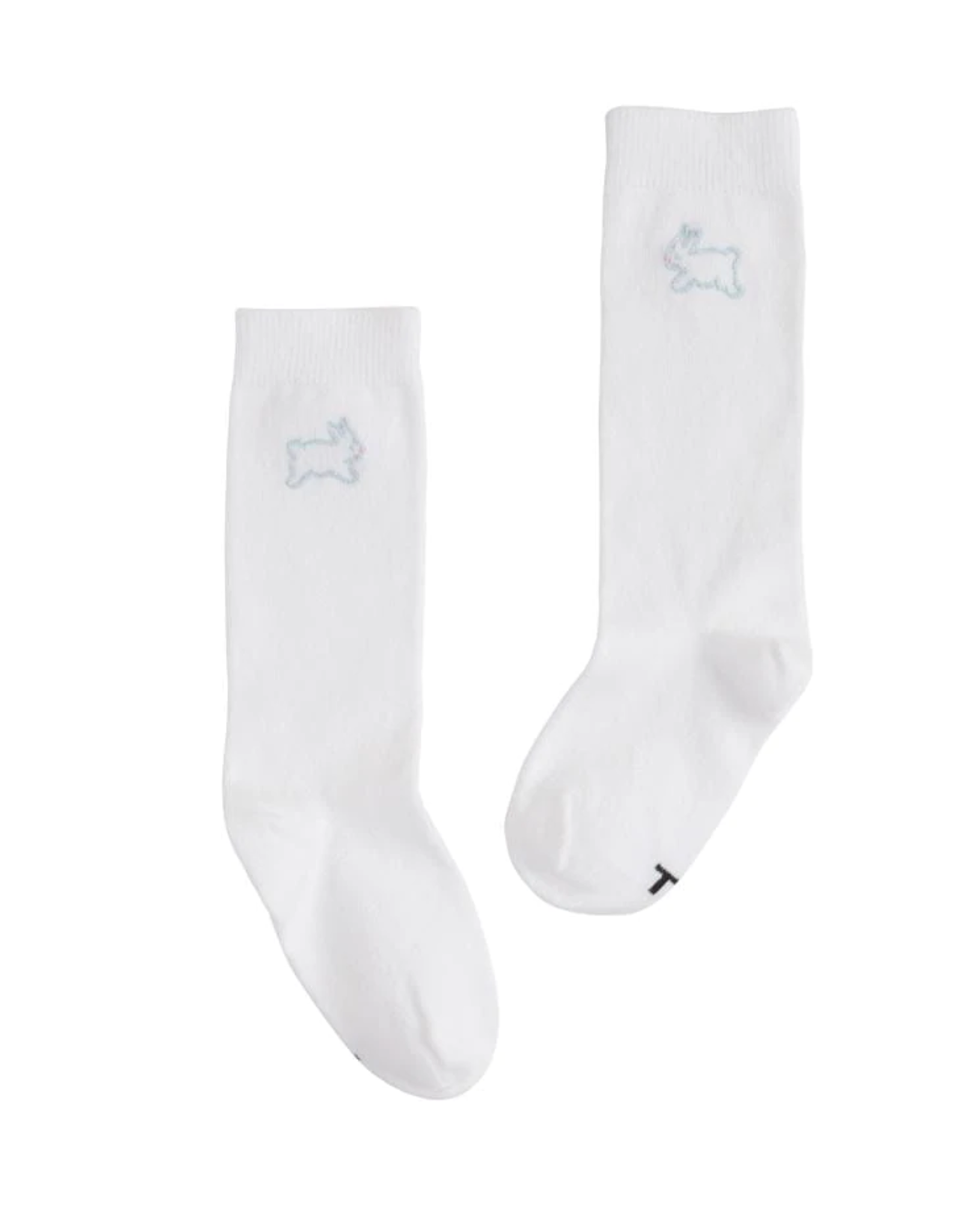 Little English Blue Bunny Embroidered Knee High Socks