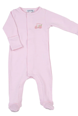 Magnolia Baby Tiny Caddy Pink Embroidered Footie w/ Zipper
