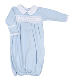 Magnolia Baby Sophie and Sam Smocked Collared Gown Blue
