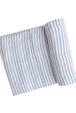 Angel Dear Nautical Ticking Blue and White Stripe Swaddle Blanket 45x45