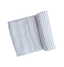 Angel Dear Nautical Ticking Blue and White Stripe Swaddle Blanket 45x45