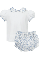 Petit Bebe Blue Floral Bloomer Set with Bows