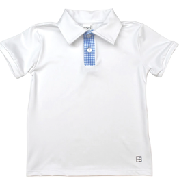 SET Parker Polo - White with Royal Blue Gingham