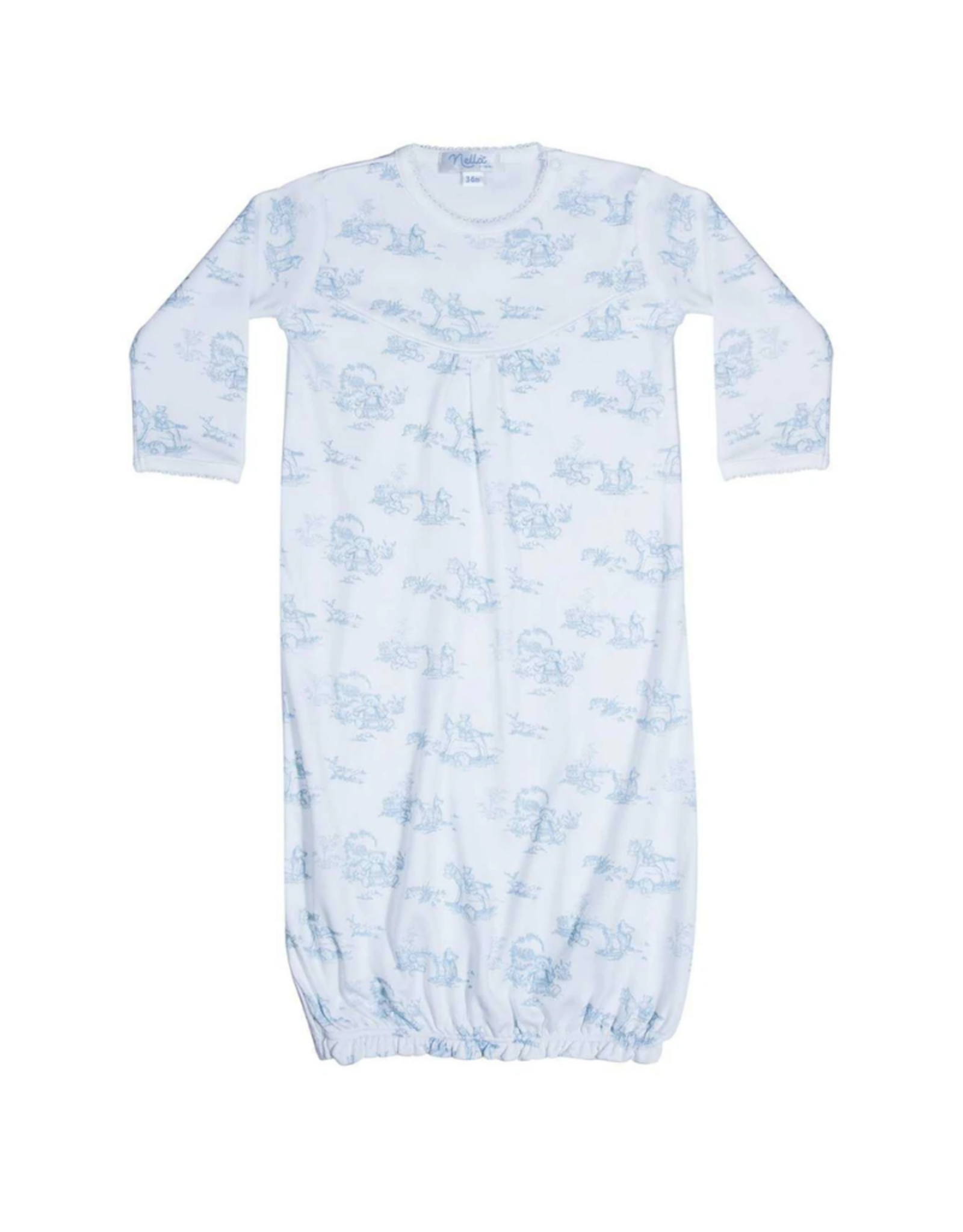 Nella Blue Toile Baby Gown