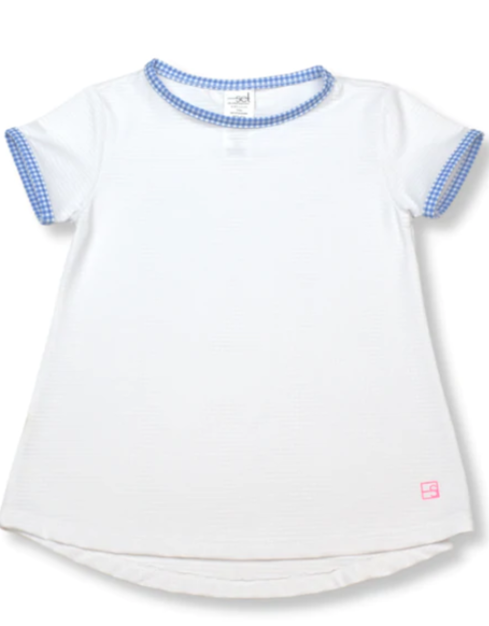 SET Bridget Basic T - White w/ Royal Blue Gingham