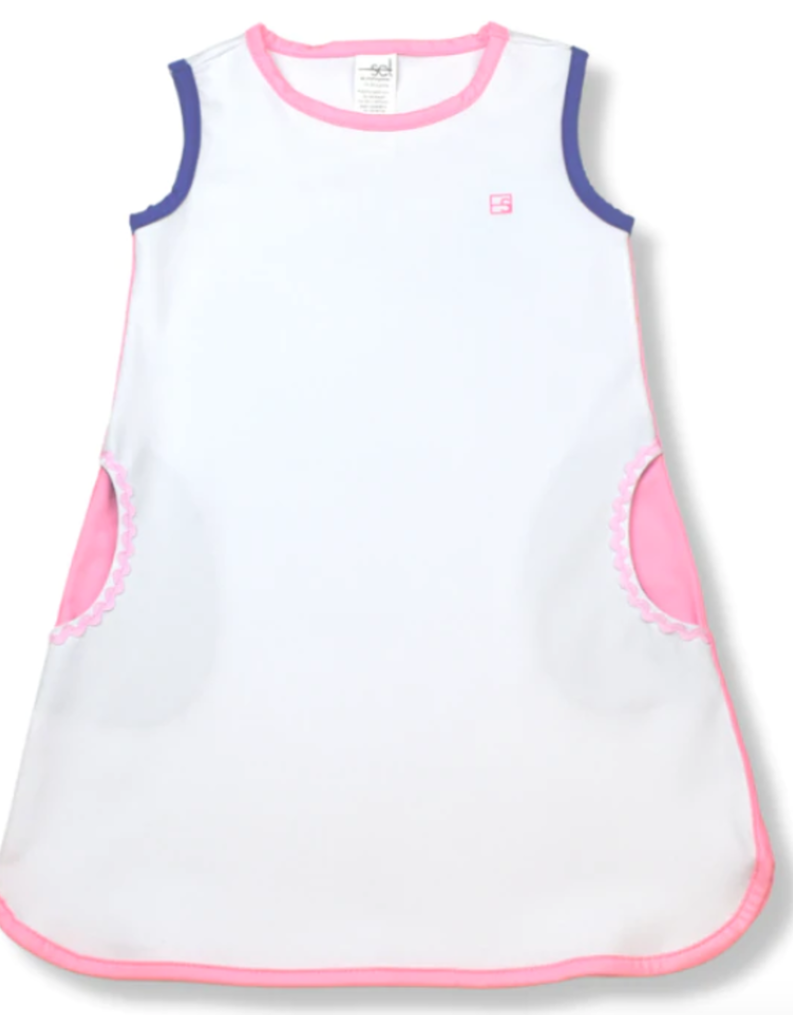 SET Tinsley Tennis Dress - White with Pink/Royal Blue