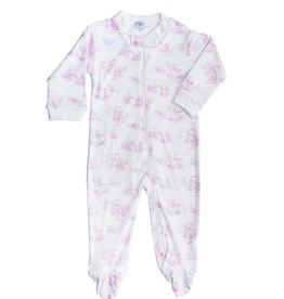 Nella Pink Toile Zipper Footie