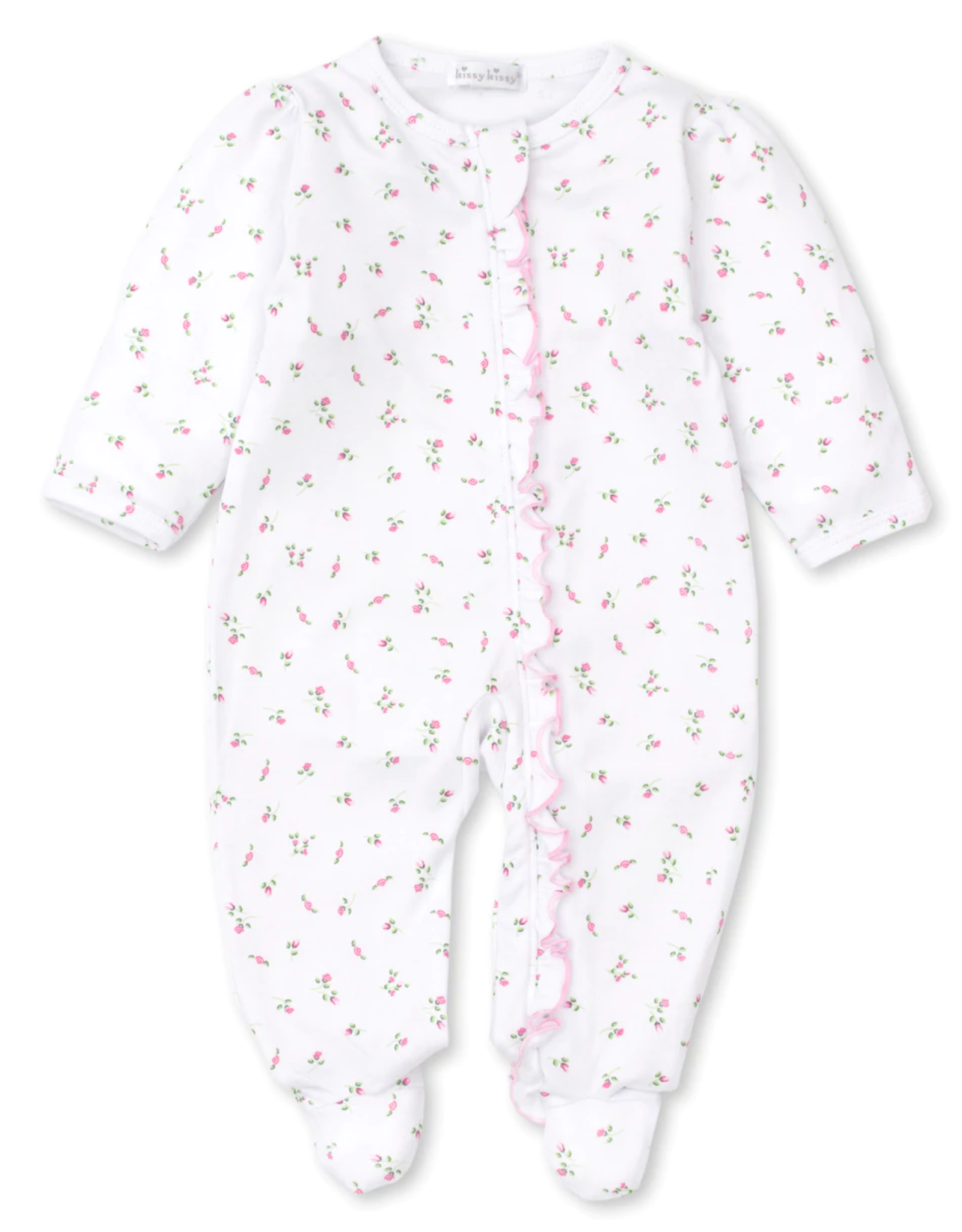 Kissy Kissy Garden Print Footie W/Ruffle Zipper, White