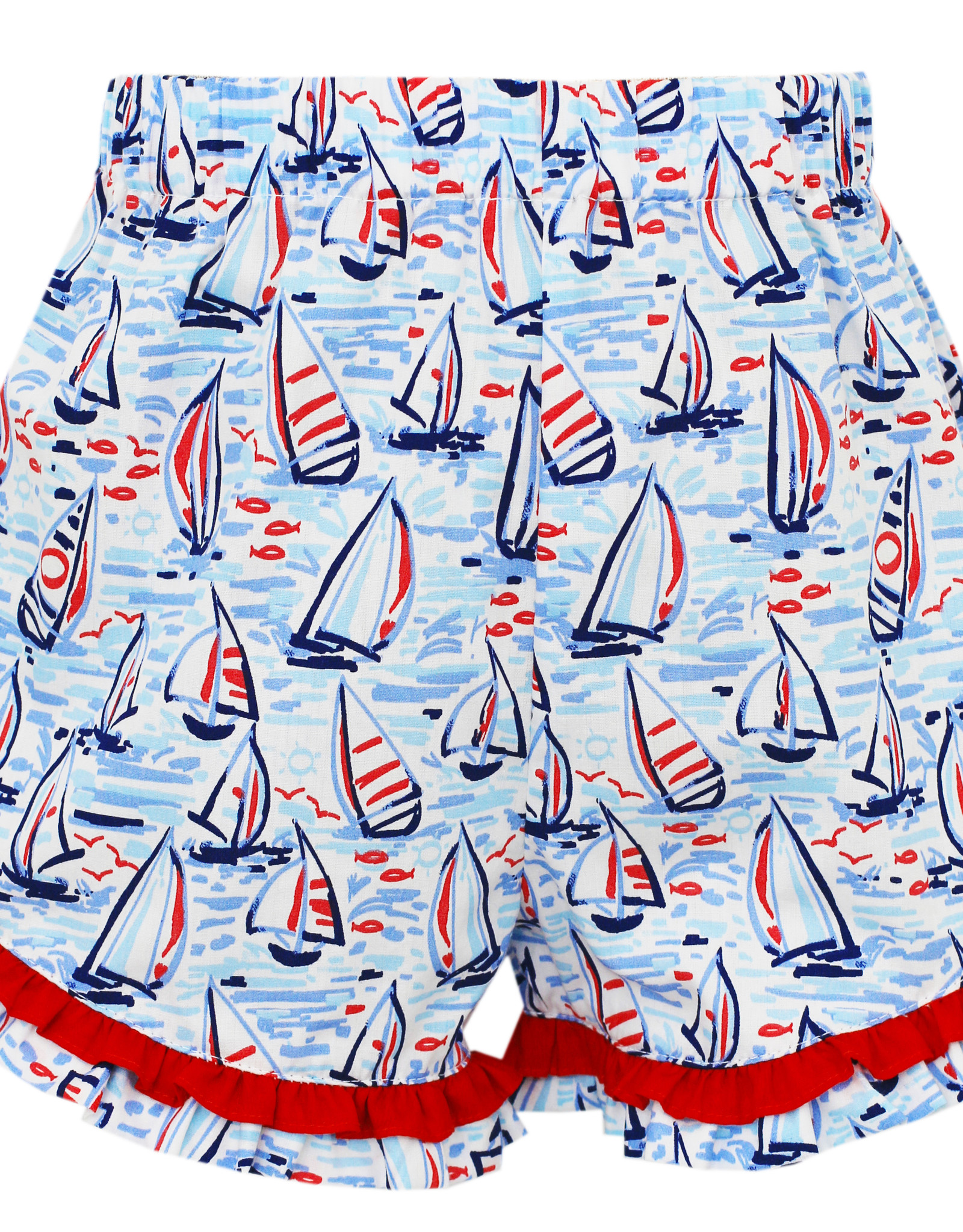 Sailboat Print Girls Shorts - Mini 
