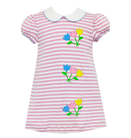 Claire and Charlie Pink Stripe Knit Tulip Dress