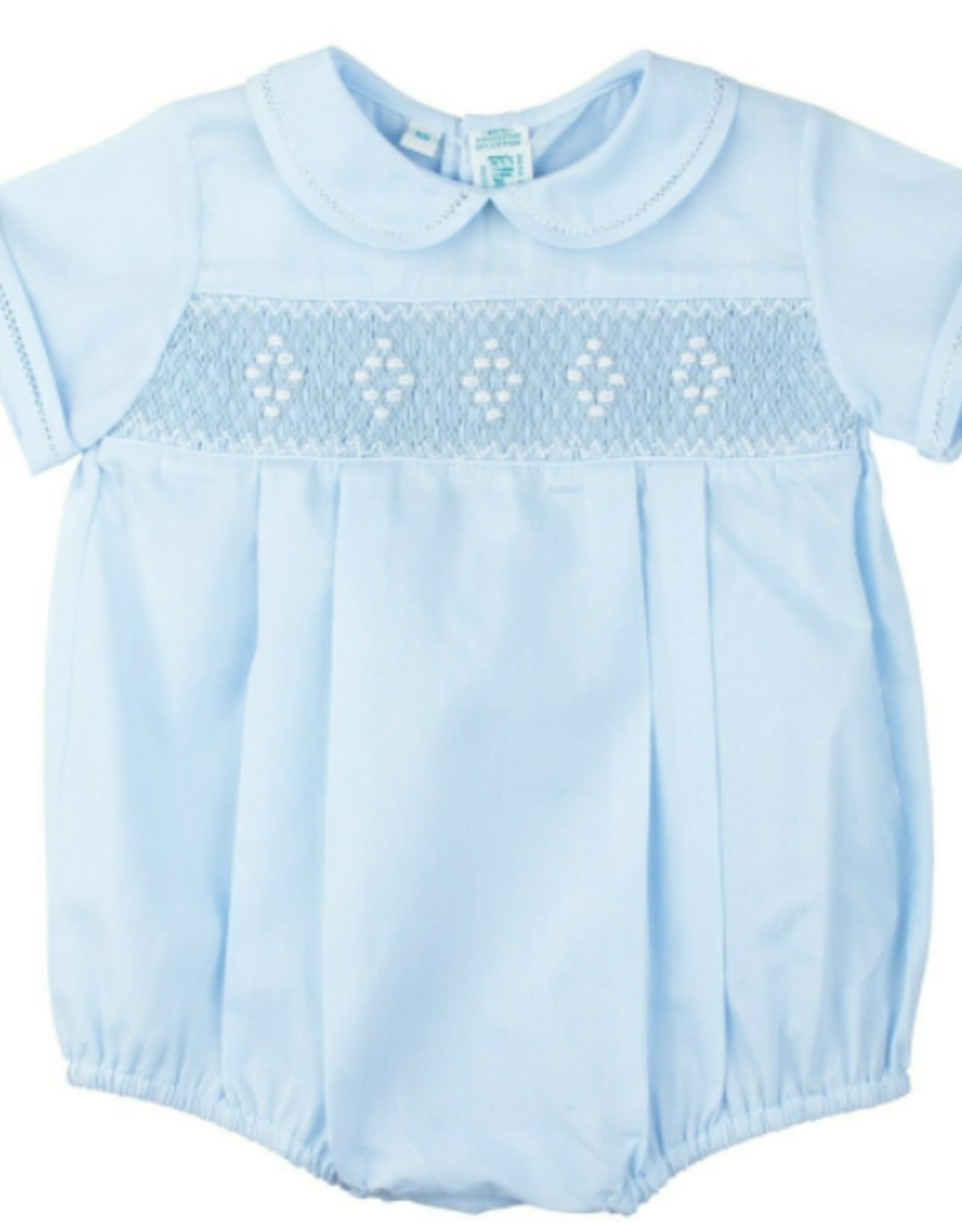 Feltman Brothers Smocked Embroidered Diamond Creeper Blue