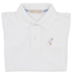 The Beaufort Bonnet Company Prim and Proper SS Polo - Worth Ave White/ Multicolor Stork The Beaufort Bonnet Company Prim and Proper SS Polo - Worth Ave White/ Multicolor Stork