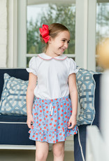 The Proper Peony Knit Short Sleeve Blouse with Navy Trim