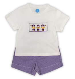 Krewe Kids Smocked Football Players Short Set