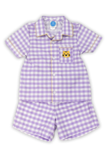 Krewe Kids Tiger Boy Knit Short Set in Purple Check
