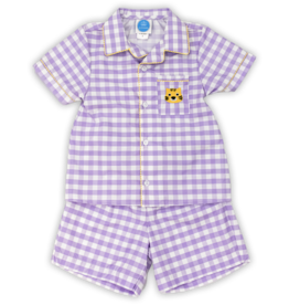 Krewe Kids Tiger Boy Knit Short Set in Purple Check