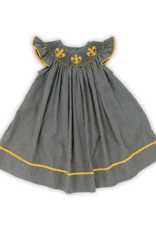 Krewe Kids Fleur de Lis Smocked Bishop Dress