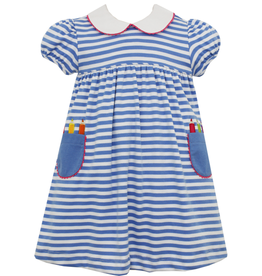 Claire and Charlie Periwinkle Stripe Knit Crayon Dress