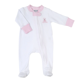 Magnolia Baby Lil' Teddies Embroidered Zipped Footie, Pink