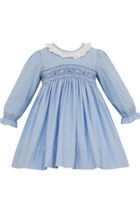 Petit Bebe Blue Corduroy Alison Dress with Ruffle Collar