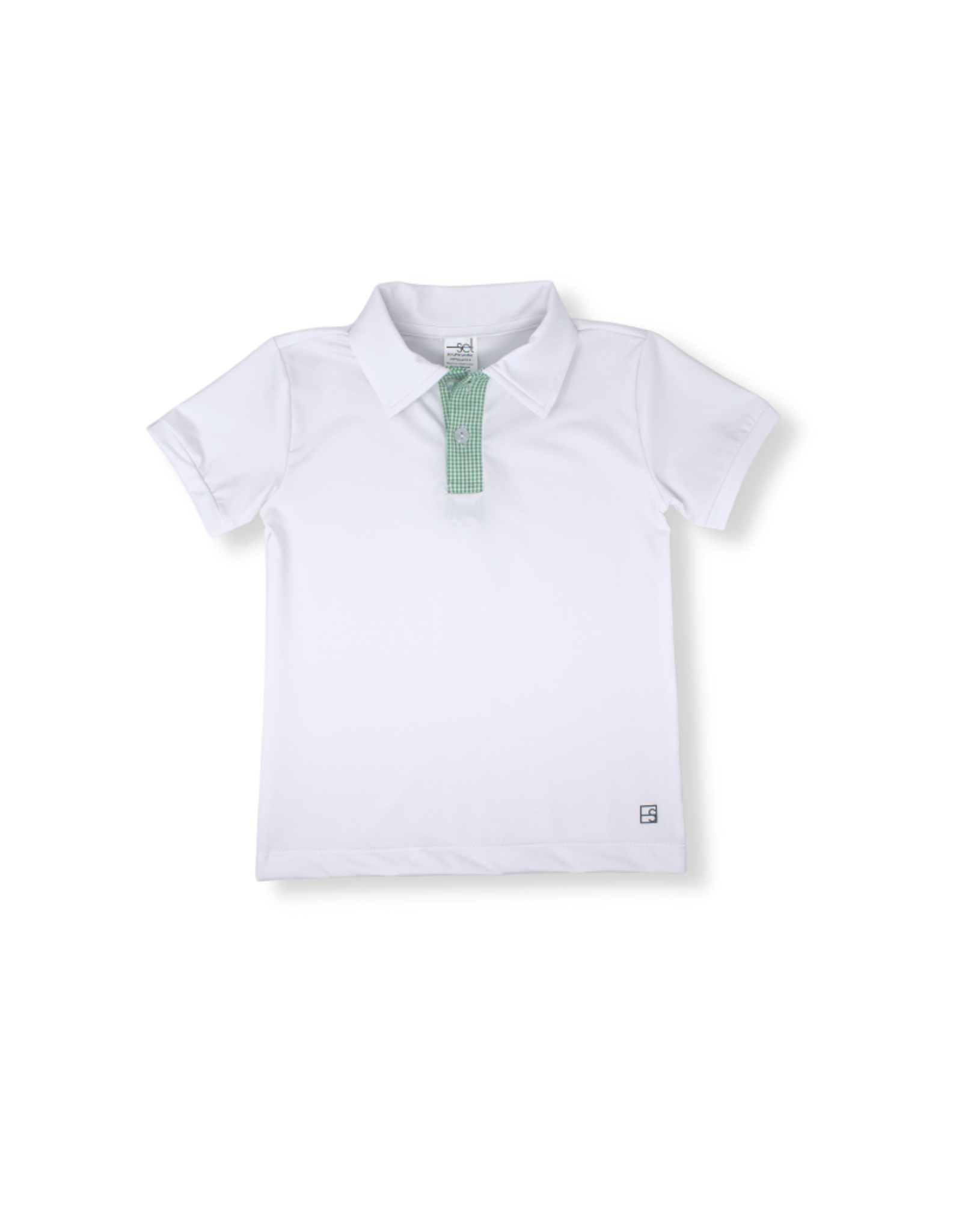 SET Parker Polo - White with Green Gingham 3T