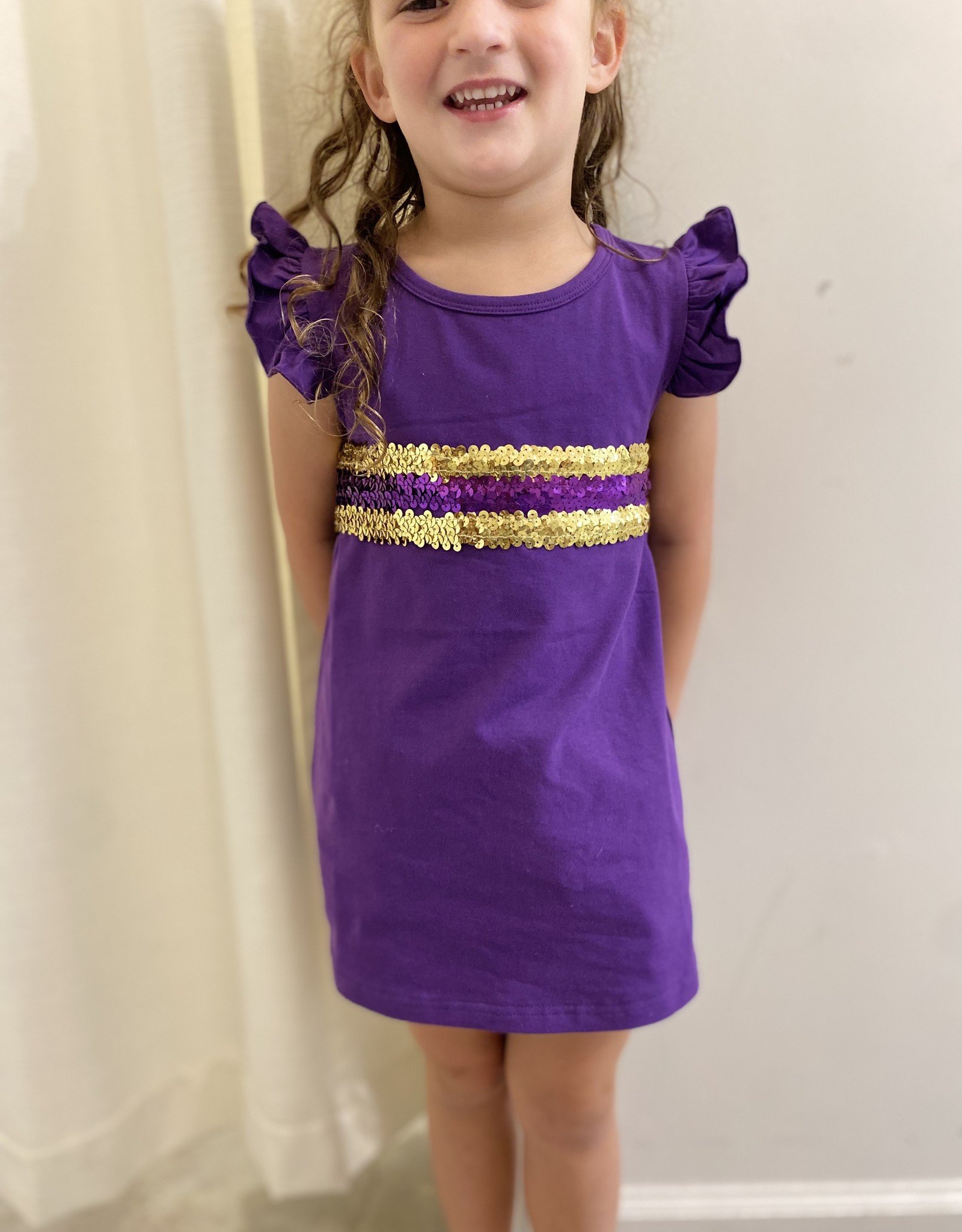 Purple and Gold Sequin Gameday Dress