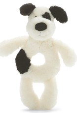 Jelly Cat Bashful Black & Cream Puppy Ring Rattle