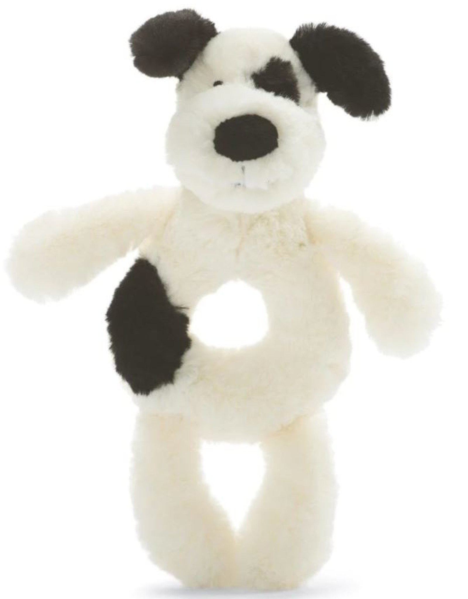 Jelly Cat Bashful Black & Cream Puppy Ring Rattle