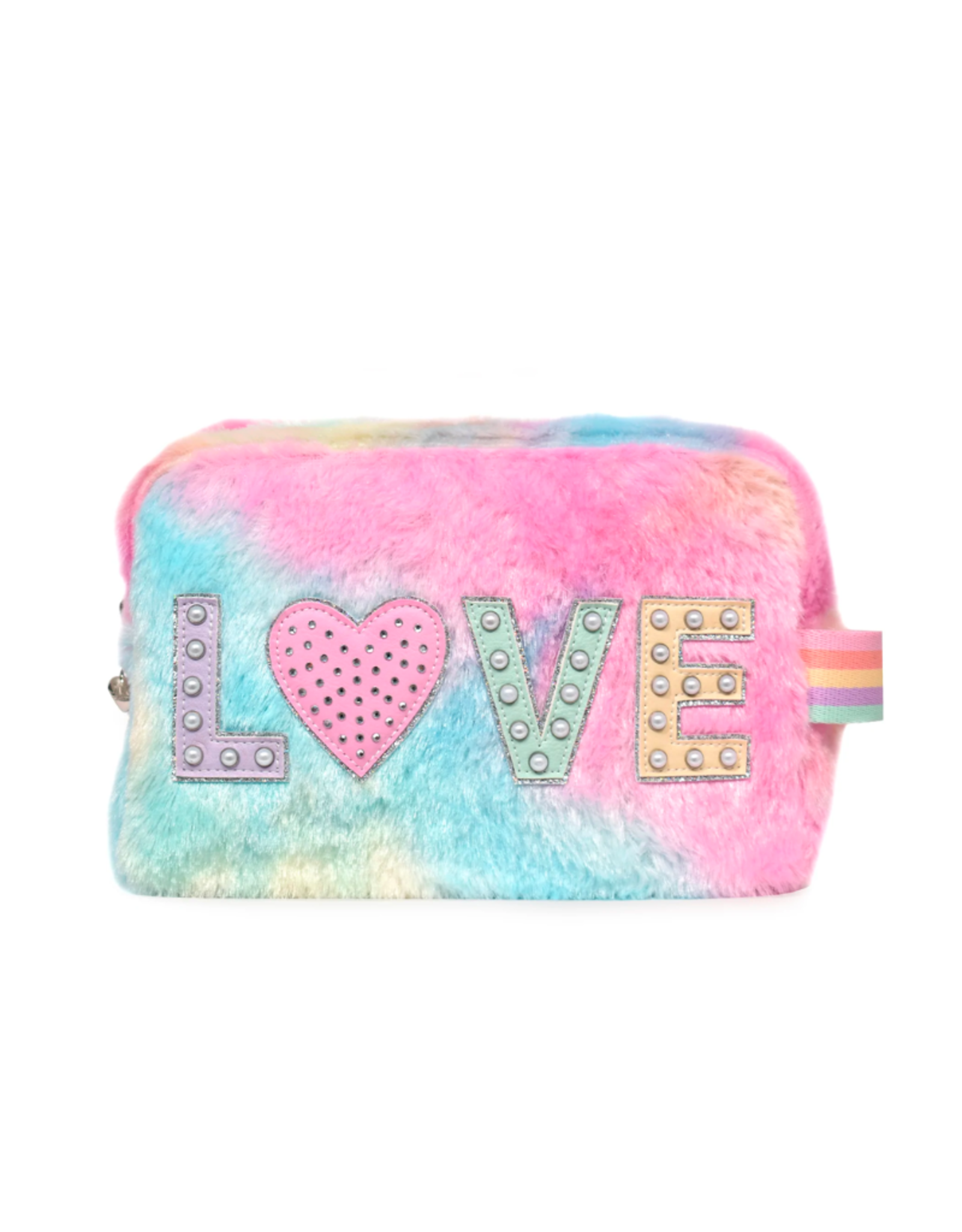 OMG Accessories LOVE Pearl Faux Fur Ombre Pouch