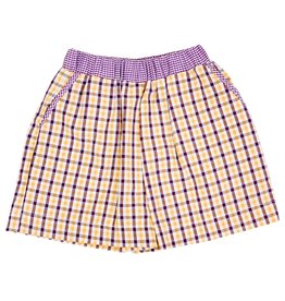 Lulu Bebe LLC Purple/Gold Plaid Shorts