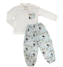 James and Lottie Carter Polo Pant Set, Puppies