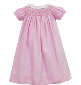 Anavini Pink Cord Short Sleeve Bishop Dress