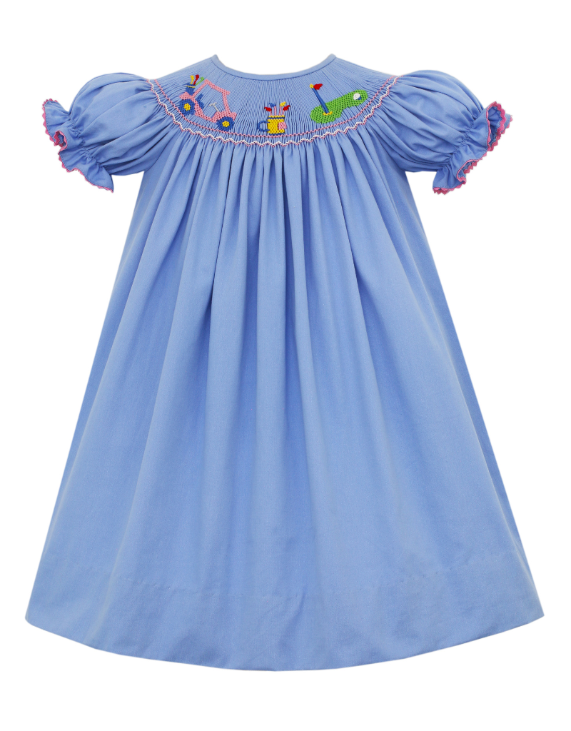 Delaney Blue Gingham Smocked Mallard Duck Bishop Dress main image 1