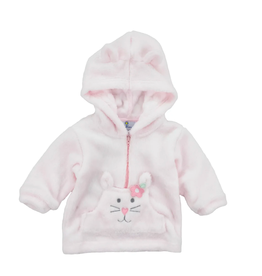 Florence Eiseman Pink Plush Hoodie With Applique Cat Face