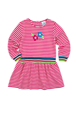 Florence Eiseman Bright Pink Stripe Knit Dress With Flowers