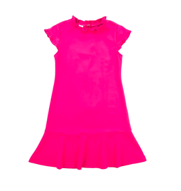 Florence Eiseman Magenta Techno Knit Dress With Ruffles