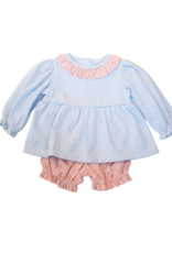 Peggy Green Allie Knit Bloomer Set, Blue Candy stripe w/ Murphy Floral