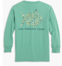 Southern Tide Campers Icons Tee LS Agate Green