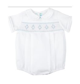 Feltman Brothers Smocked Embroidered Diamond Creeper White