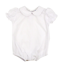 The Bailey Boys White Girls Short Sleeve Onesie w/ Button Back