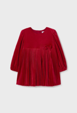 Mayoral Red Velvet Pleat Dress (2949), 24m