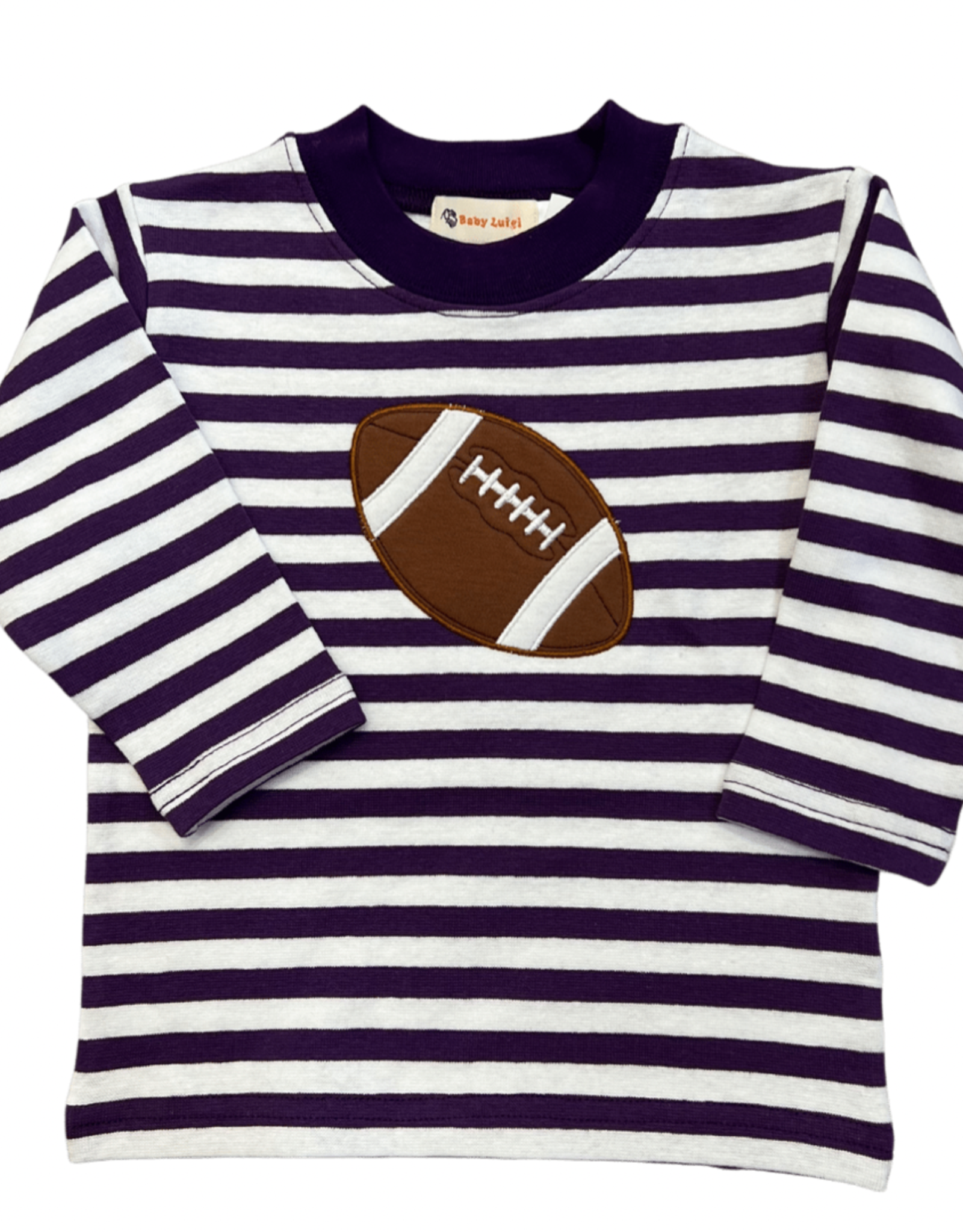Luigi Purple Stripe Long Sleeve Tee with Football