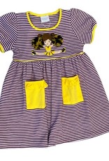 Squiggles Cheerleader Popover Dress Purple Stripe