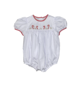 Auraluz White Candy Cane Embroidered Girls Bubble (628)
